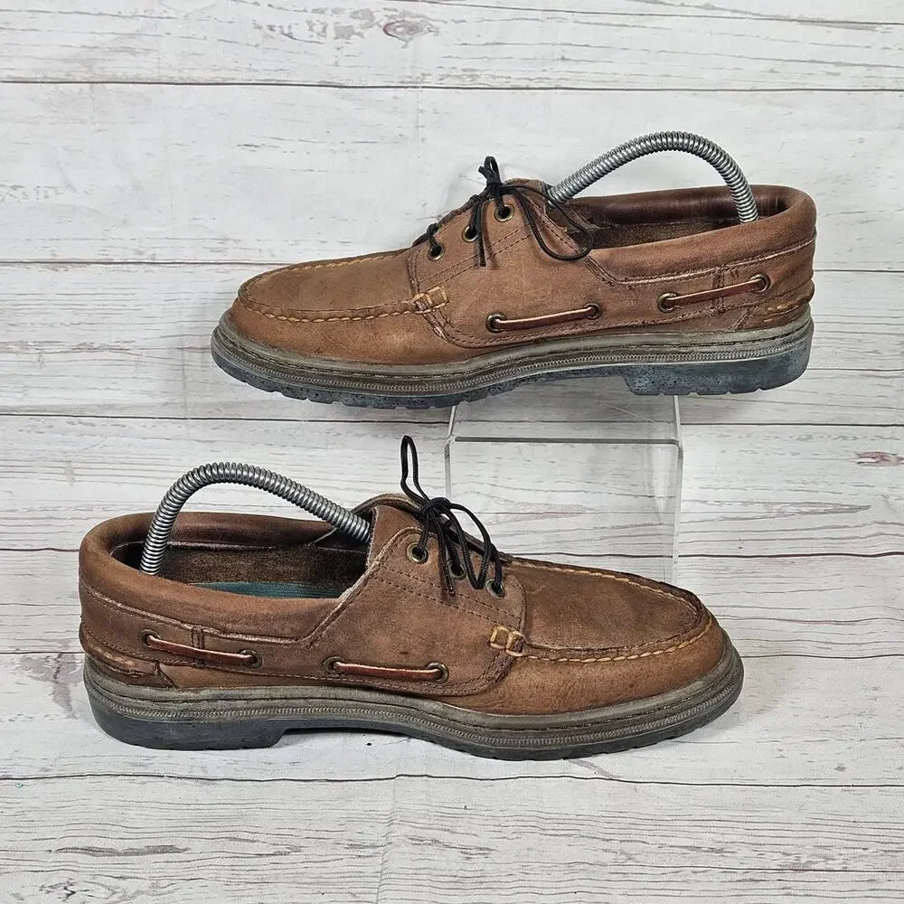 FRYE Apalachian Boat Shoes Men's Brown Leather 8.5 M Moc Toe Deck Shoes